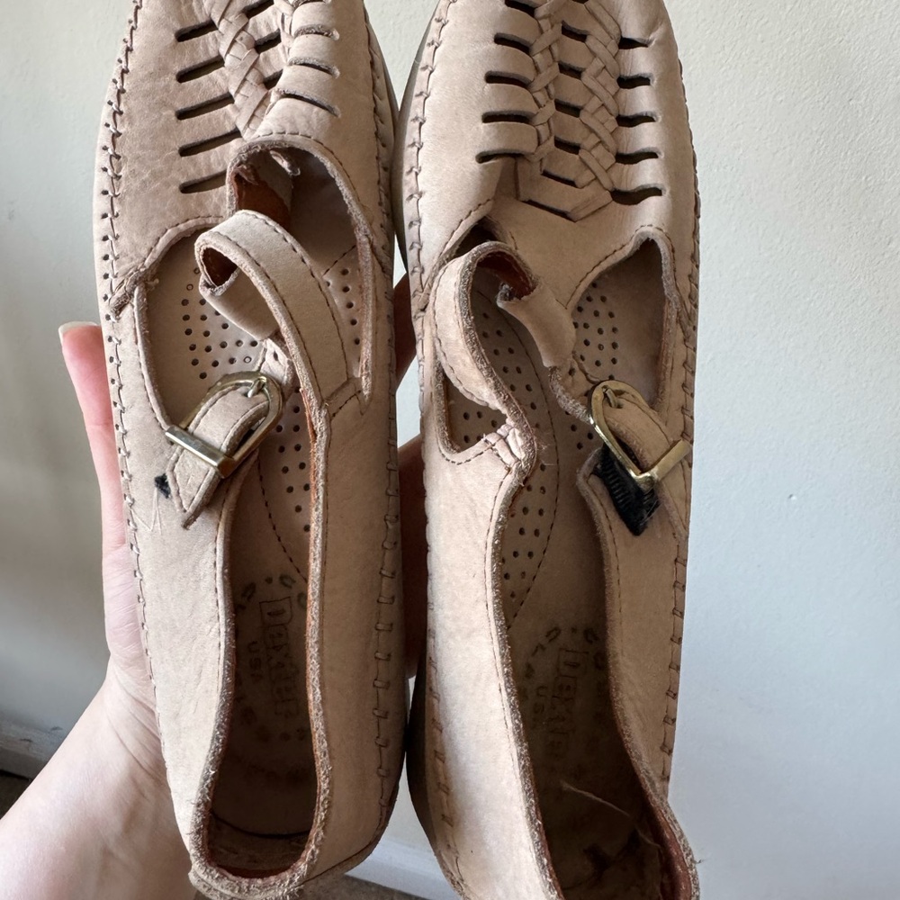 SOLD—Beige Woven Leather Mary Jane Loafers - Picture 9 of 11